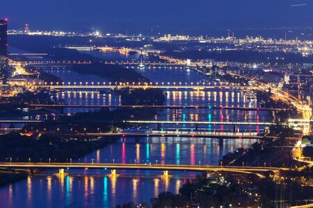 Bridges on Danube River. Vienna, Austria.の写真素材