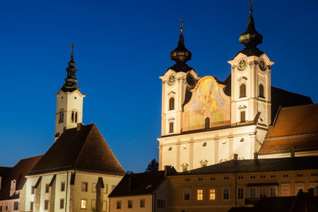 Steyr panorama with St. Michael's Church. Steyr, Upper Austria, Austria..の写真素材
