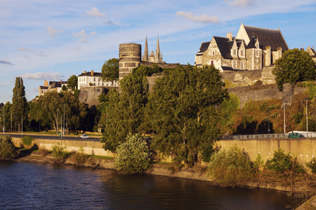 Angers panorama at sunset. Angers, Pays de la Loire, Franceの写真素材