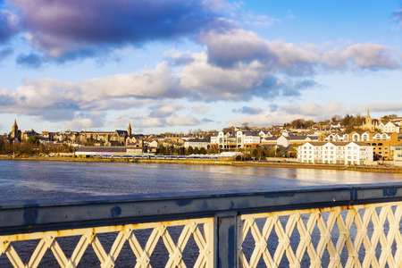Derry panorama from Craigavon Bridge. Derry, Northern Ireland, United Kingdom.の写真素材