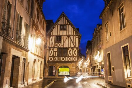 Dijon Old Town at night. Dijon, Burgundy, Franceの写真素材