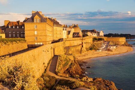 St-Malo panorama at sunset. St-Malo, Brittany, Franceの写真素材