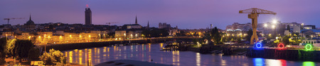 Sunrise in Nantes - panoramic view of the city. Nantes, Pays de la Loire, Franceの写真素材