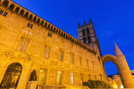 Montpellier Cathedral at evening. Montpellier, Occitanie, France.の写真素材