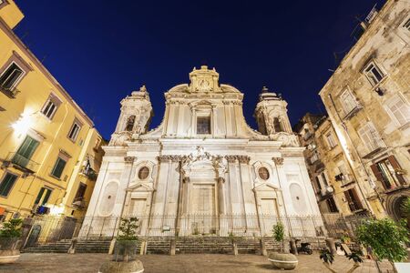 Church in Naples at sunset. Naples, Campania, Italy.の写真素材