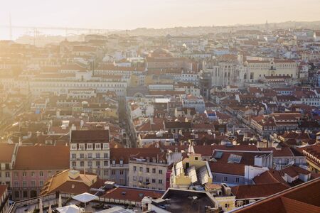 Panorama of Lisbon at sunset. Lisbon, Portugal.の写真素材