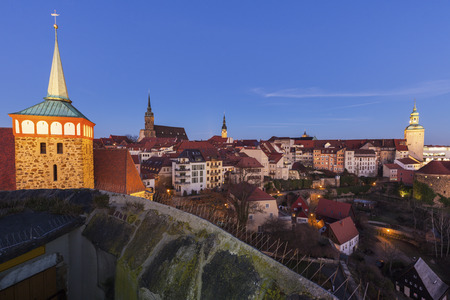Panorama of Bautzen at evening. Bautzen, Saxony, Germany.の写真素材