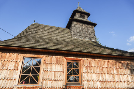Wooden St Mary's Church in Laliki. Laliki, Slaskie, Poland.の写真素材