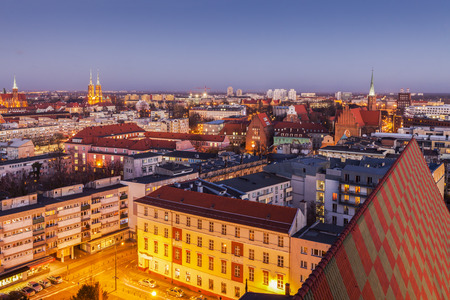 Aerial panorama of Wroclaw. Wroclaw, Lower Silesian, Poland.の写真素材