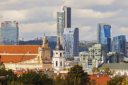 Architecture of Vilnius - panorama of city. Vilnius, Lithuania.の写真素材