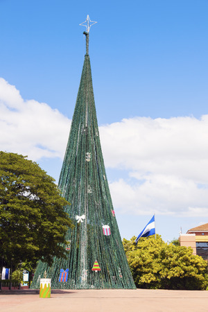 Christmas tree on Plaza de la Republica in Managua. Managua, Nicaragua.の写真素材