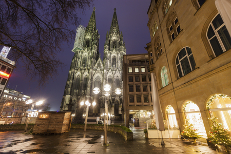 Cologne Cathedral at sunset. Cologne, North Rhine-Westphalia, Germany.の写真素材