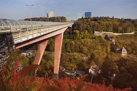 Bridge in Luxembourg City. Luxembourg City, Luxembourg.の写真素材