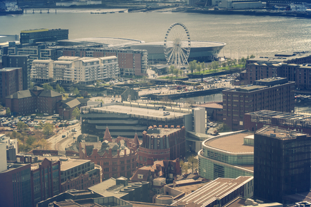 Aerial panorama of Liverpool. Liverpool, North West England, UK.の写真素材