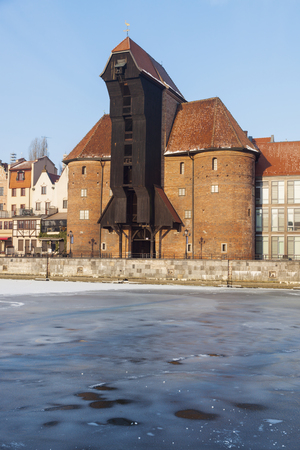 Historic crane (zuraw) in Gdansk. Gdansk, Pomerania, Poland.の写真素材