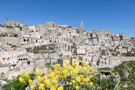 Sassi in Matera and blue sky. Matera, Basilicata, Italy