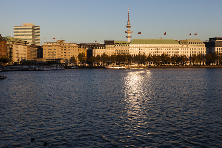 Architecutre by Binnenalster in Hamburg. Hamburg, Germany.の写真素材