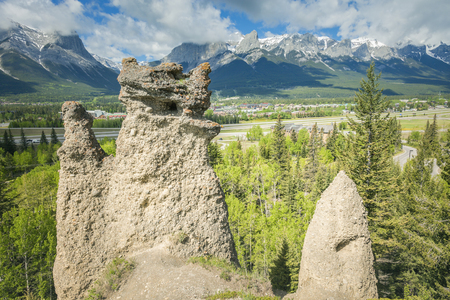 Rock formations in Canmore - Banff National Park in Canada. Canmore, Alberta, Canada.の写真素材