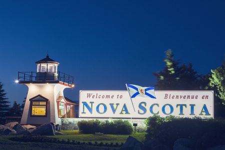 Nova Scotia sign at night. Nova Scotia, Canada.の写真素材