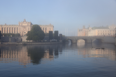 Parliament of Sweden in Stockholm. Stockholm, Sodermanland and Uppland, Sweden.の写真素材