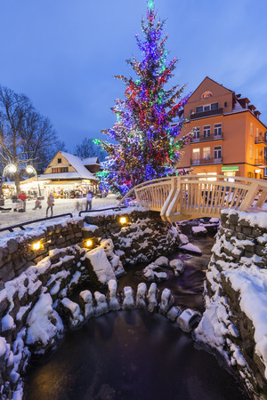Krupowki in Zakopane during Christmas. Zakopane, Lesser Poland, Poland.の写真素材