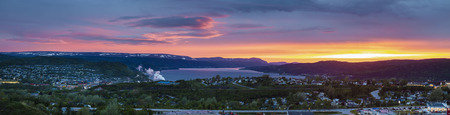 Corner Brook at sunset. Corner Brook, Newfoundland and Labrador, Canada.の写真素材