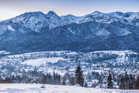 Winter panorama of Zakopane. Zakopane, Lesser Poland, Poland.の写真素材
