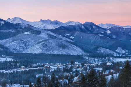 Winter panorama of Zakopane. Zakopane, Lesser Poland, Poland.の写真素材