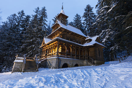 Chapel of the Sacred Heart of Jesus in Jaszczurowka. Jaszczurowka, Zakopane, Lesser Poland, Poland.の写真素材