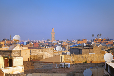 Panorama of Marrakesh morning time. Marrakesh, Marrakesh-Safi, Morocco.の写真素材