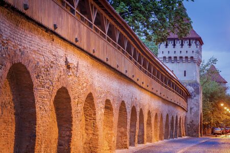 The Potter Tower in Sibiu. Sibiu, Sibiu County, Romania.の写真素材