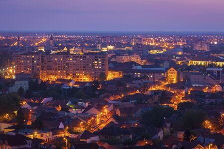 Panorama of Oradea at evening. Oradea, Bihor County, Romania.の写真素材