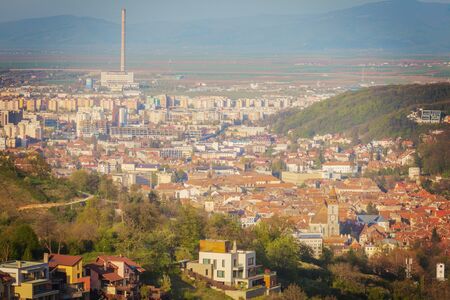 Architecture of Brasov - aerial view. Brasov, Brasov County, Romania.の写真素材