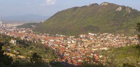 Architecture of Brasov - aerial panorama. Brasov, Brasov County, Romania.の写真素材