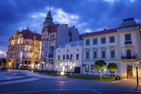Architecture of Oradea at dawn. Oradea, Bihor County, Romania.の写真素材