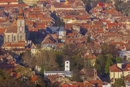 Architecture of Brasov - aerial view. Brasov, Brasov County, Romania.の写真素材