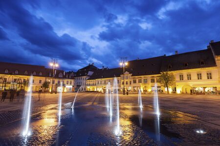 The Great Square in Sibiu. Sibiu, Sibiu County, Romania.の写真素材