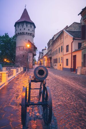 The Carpenter Tower in Sibiu. Sibiu, Sibiu County, Romania.の写真素材