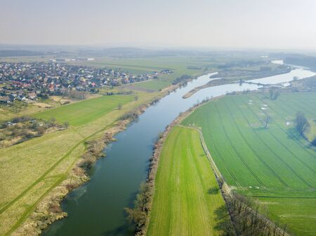 Oder River in Krapkowice. Krapkowice, Opole, Poland.の写真素材