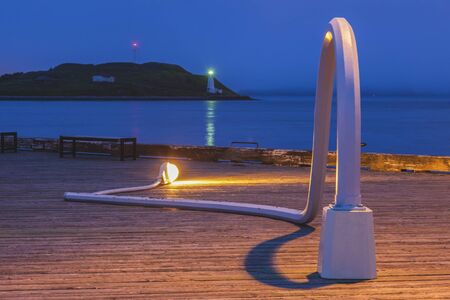 Lighthouse in Halifax, Nova Scotia - seen at night. Halifax, Nova Scotia, Canada.の写真素材