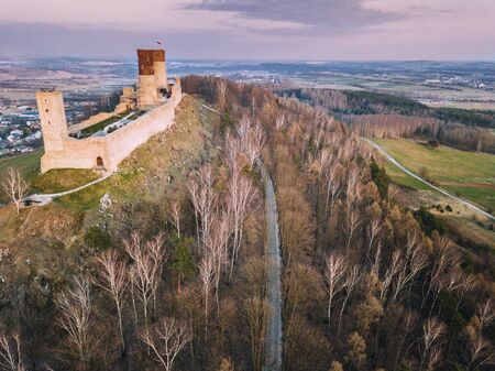 Checiny Castle on the hill. Checiny, Holy Cross, Poland.の写真素材