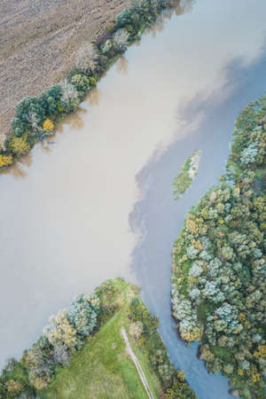 San and Tanew Rivers in Ulanow. Ulanow, Subcarpathia, Poland.の写真素材
