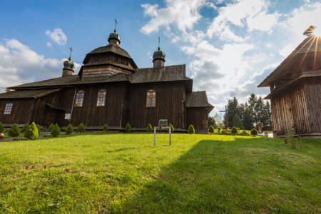 Nativity of the Blessed Virgin Mary Church in Kroscienko. Kroscienko, Subcarpathia, Poland.の写真素材