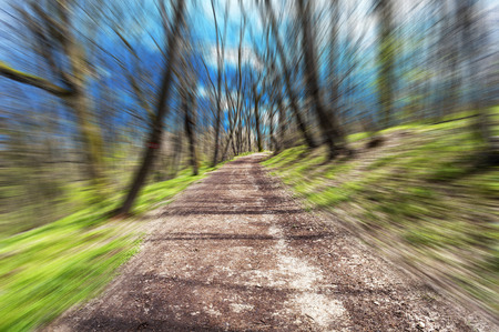 Blurred mountain landscape under the bright blue skyの写真素材