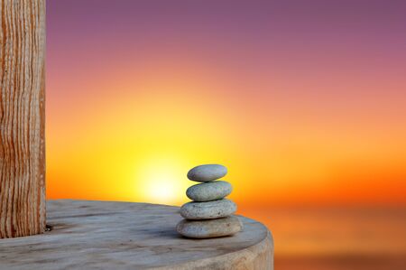 Balanced several Zen stonesの写真素材