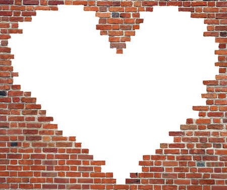 Symbol of love, heart brick wallの写真素材