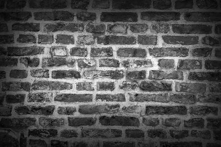 Black and white of old gundge brick wallの写真素材