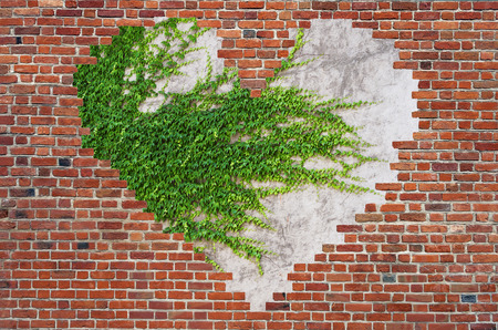Hole shape heart inside brick wall, Symbol of love, brick wall heartの写真素材