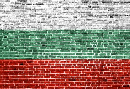 Flag of Bulgaria painted on brick wall, background textureの写真素材