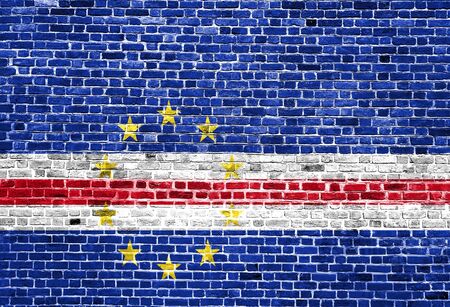 Flag of Cape Verde painted on brick wall, background textureの写真素材